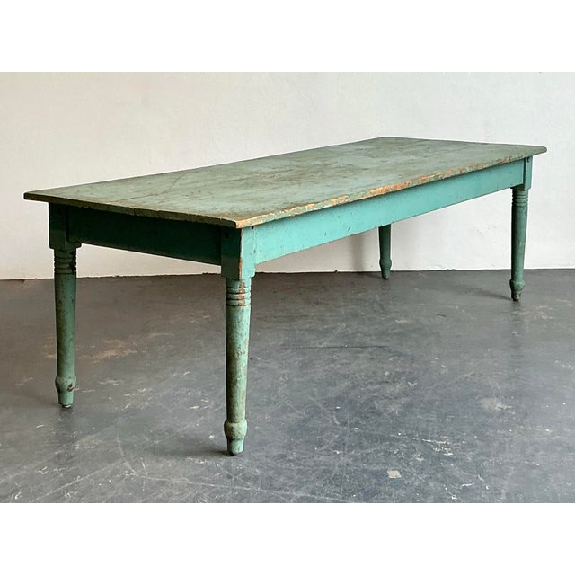 Vintage Patinated Painted Farm Table For Sale - Image 12 of 12