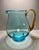 Mid-Century Modern Vintage Scandinavian Blue & Amber Hand Blown Glass Pitcher Aprox. dimensions: 8"H x 7"W Very good...