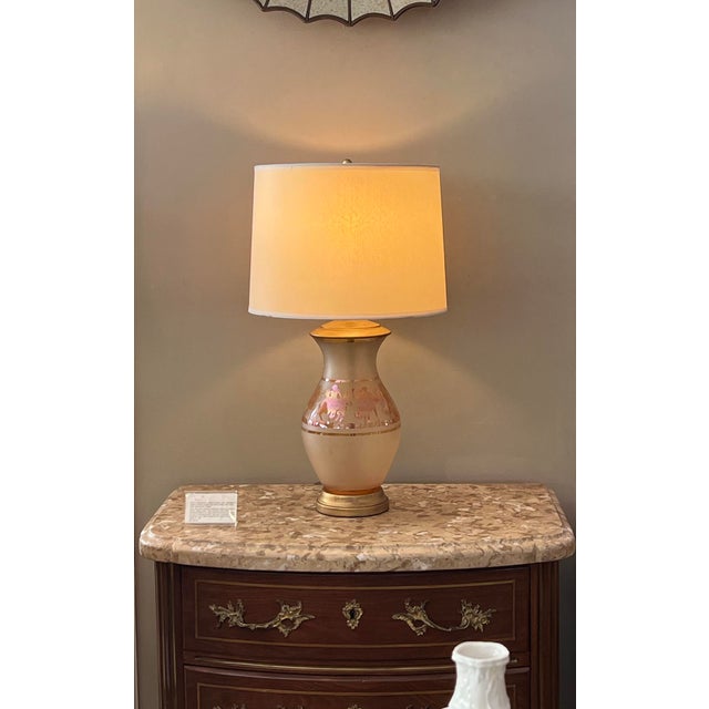 Gold Pair Bohemian Frosted Flash Glass Overlay Lamps With Classical Figures For Sale - Image 8 of 9