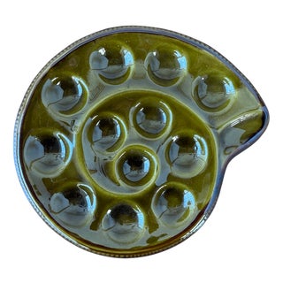 French Majolica Snail Appetizer Plate from St. Clement, France, 1970s For Sale