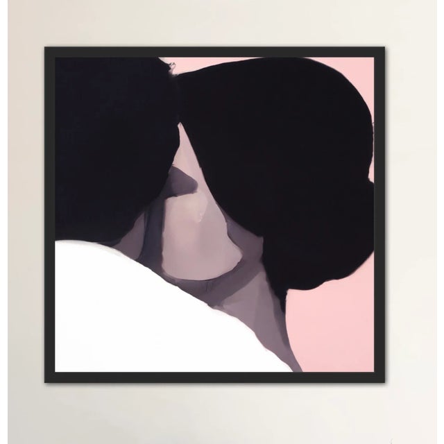 Modern "Love Story" Abstract Figurative Giclee on Canvas Framed For Sale - Image 3 of 3