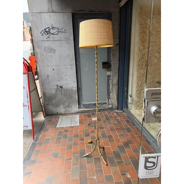 Triple Bronze Faux Bamboo Floor Lamps by Maison Bagues, 1950 For Sale - Image 9 of 17