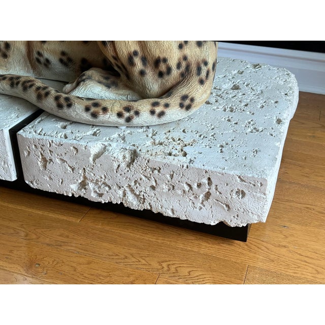 Coffee 1970s Leopard Statue on Stone Coffee Table For Sale - Image 8 of 11