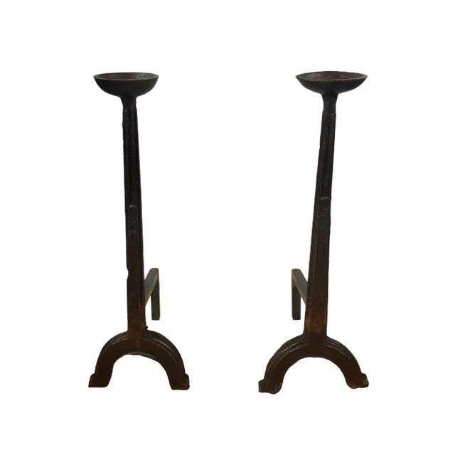 17th Century Forged Iron Andirons - a Pair For Sale