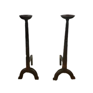 17th Century Forged Iron Andirons - a Pair