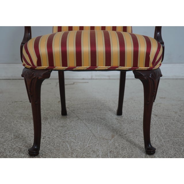 Wood Pair Baker Mahogany Upholstered Armchairs For Sale - Image 7 of 12