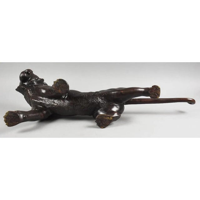 Japanese C1970 Large Japanese Cast Bronze Iron Tiger For Sale - Image 3 of 6