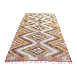 1960s Vintage Turkish Handmade Kilim Rug - 59"x106" For Sale