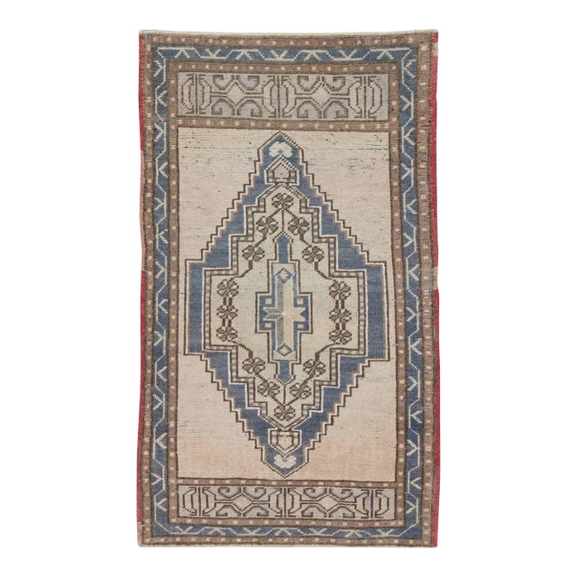 Vintage Turkish Mini Rug 1'10" X 3'2" For Sale