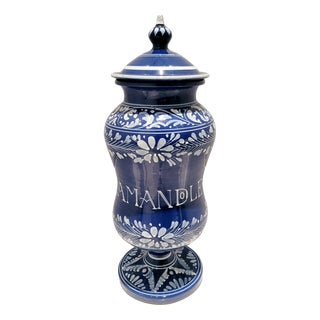 Renaissance Revival Italian Blue and White Apothecary Jar, 1950s For Sale