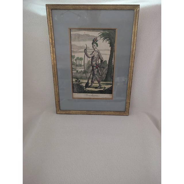 This authentic 18th-century copperplate etching, titled "Brasilianus", is a highly significant ethnographic work published...