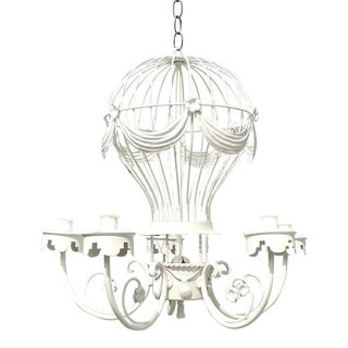 1970s Vintage Painted Tole Hot Air Balloon Hanging Candelabra For Sale