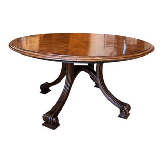 1990s Round Solid Wood Rotating Dining Table For Sale