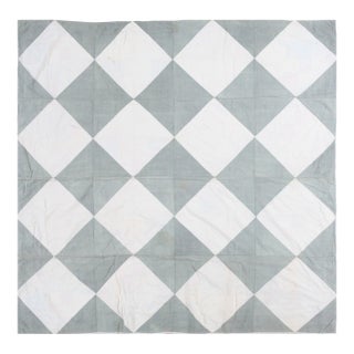 1920s Antique Quilt American Usa Allover Geometric Square Hand Knotted Pile Rug For Sale