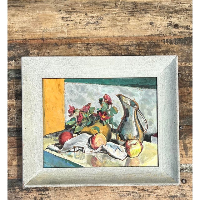 Gold Vintage Original Still Life Oil on Board For Sale - Image 8 of 12