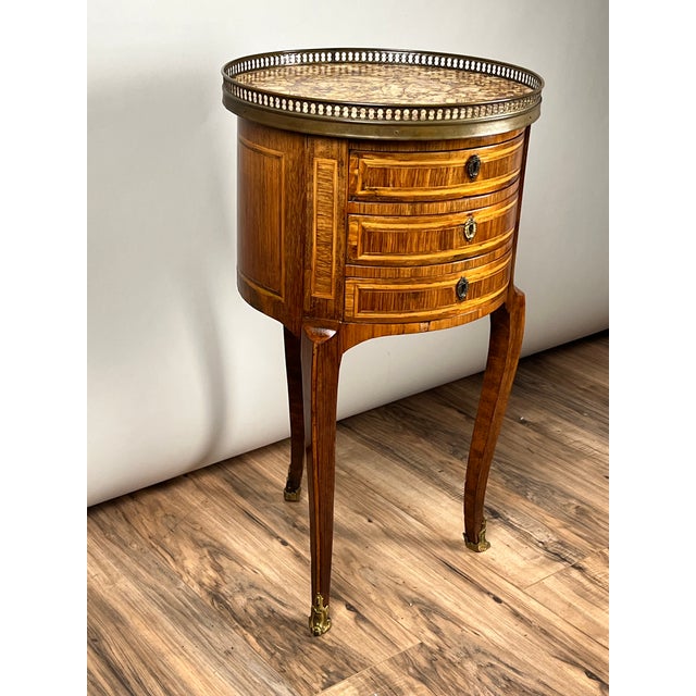 French Antique French Louis XV Kingwood Parquetry Chiffonière Table C. Late 18th Century Stamped f.a. Mondon Attr. François-Antoine Mondon For Sale - Image 3 of 11