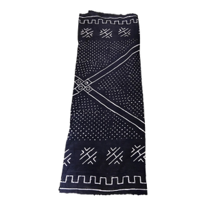 Lg Malian Black & White Mud Cloth Textile 85"