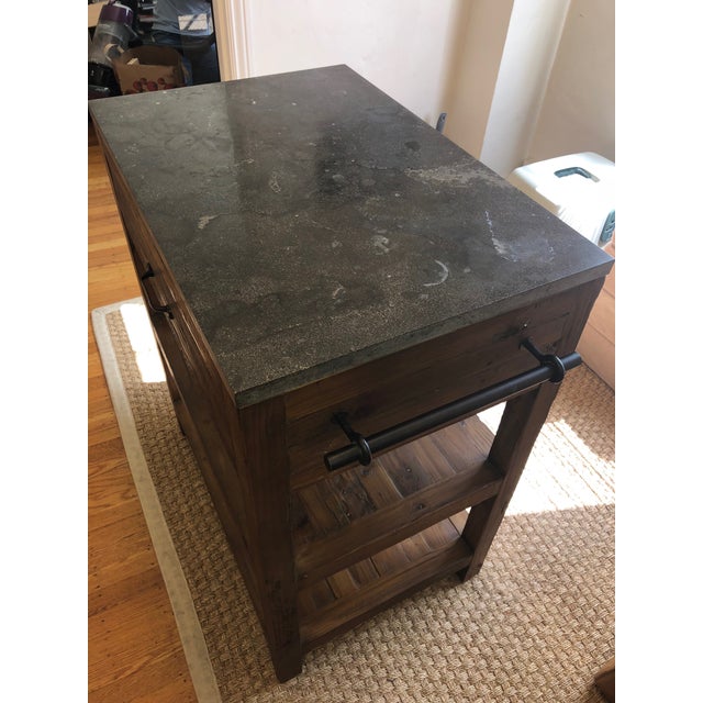 Crate & Barrel Bluestone Reclaimed Wood Small Kitchen Island