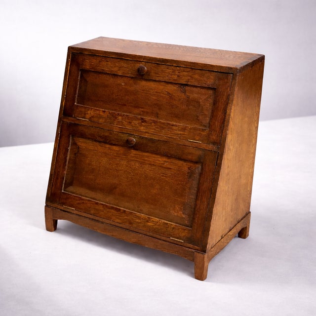 Vintage Oak Drop Front Record Cabinet, 1950s For Sale - Image 10 of 10