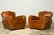 1930s French Art Deco Scalloped Back Cognac Leather Club Chairs, Pair For Sale In New York - Image 6 of 18