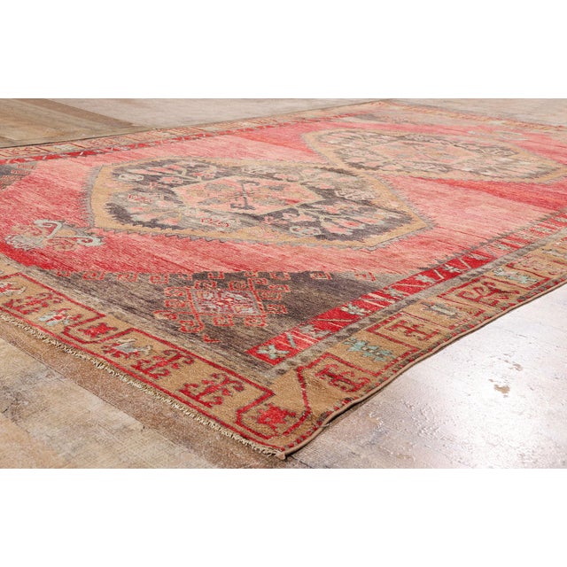 Red Vintage Turkish Kars Rug, 06'09 X 10'08 For Sale - Image 8 of 10