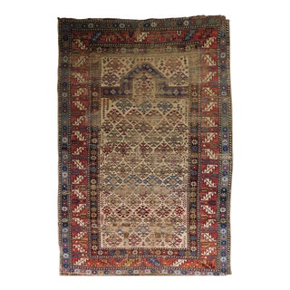 Distressed Antique Caucasian Prayer Rug For Sale