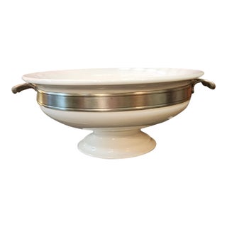 Large Match Pewter and Ceramic Centerpiece For Sale