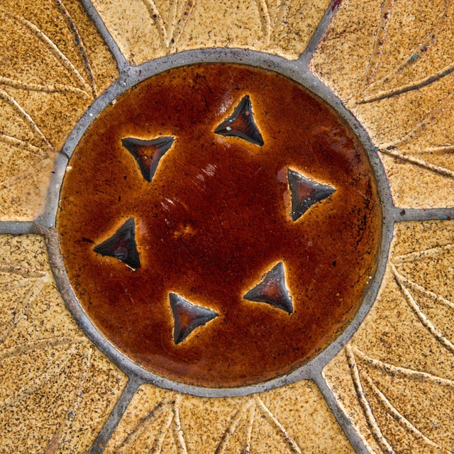 Wood French Ceramic + Oak Coffee Table Attributed to Roger Capron, 1960s For Sale - Image 7 of 11