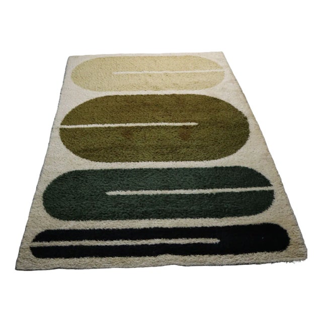Vintage Space Age Geometric Wool Rug, 1970s For Sale