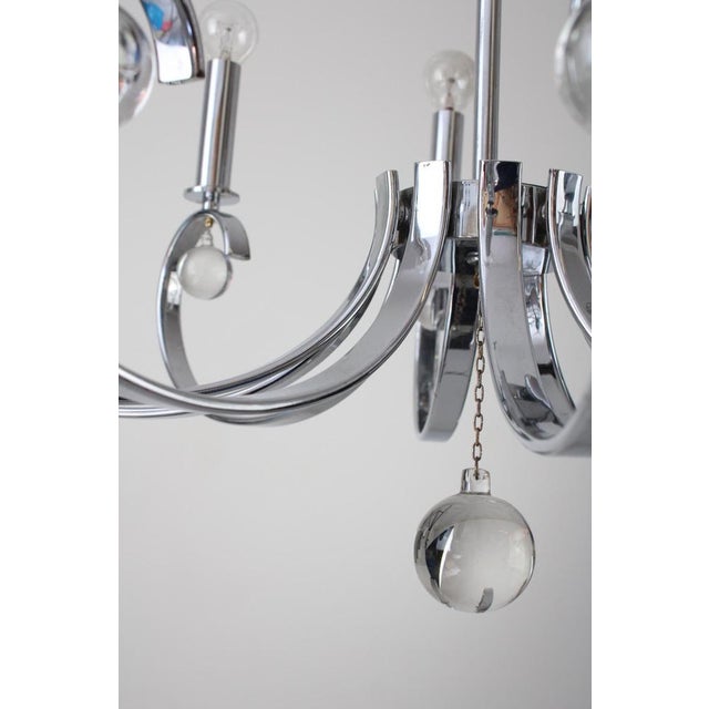 Crown Candlestick in Chrome with Crystal Glass Ball Pitch, 1920s For Sale - Image 4 of 10