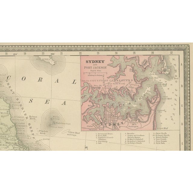 Black Antique Australia and New Zealand Map, 1888 For Sale - Image 8 of 10
