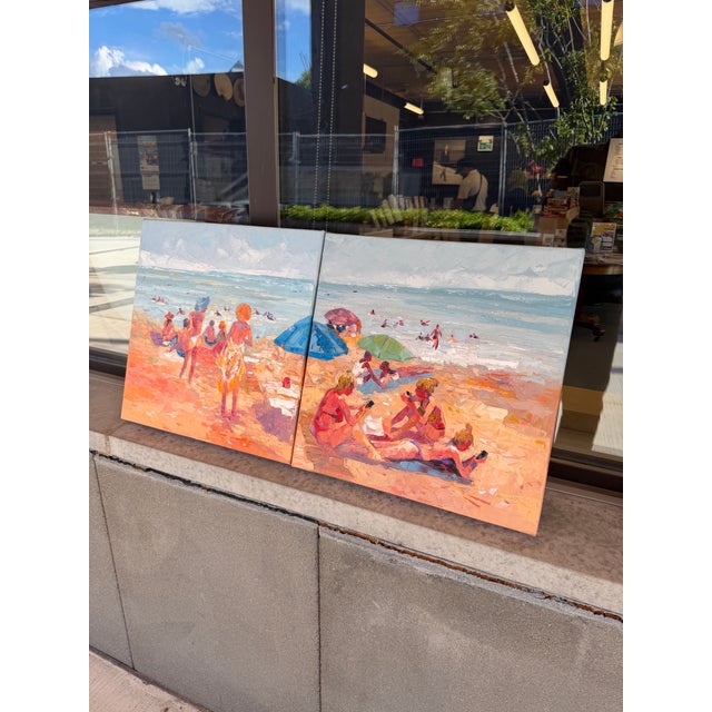 Figurative Godfrey Afebuame, Absent Presence II Oil Painting, the Impasto Beach Series For Sale - Image 3 of 4