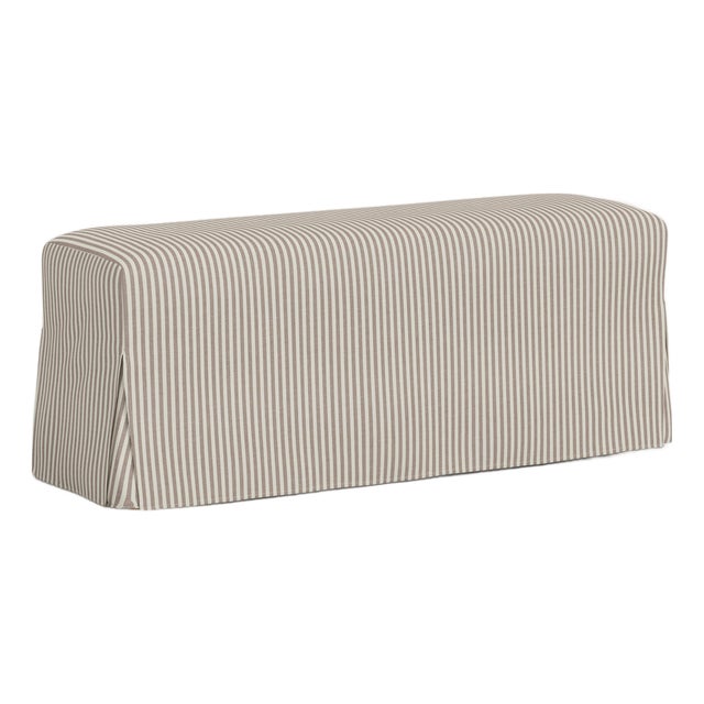 Stoffer Home x Cloth & Company Lindy Slipcover Dining Bench in Jane Stripe Mauve For Sale