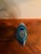 Mid-Century Modern Vintage Handblown Open Center Blue Art Glass Sculptural Vase With Bubbles For Sale - Image 3 of 7