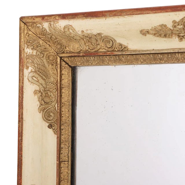 French Louis XVI Style Painted and Parcel-Gilt Mirror, 1860-1880 For Sale - Image 4 of 5