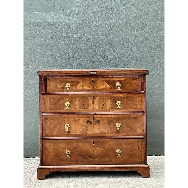 Vintage George 1 Walnut Flip Top Bachelors Chest For Sale - Image 10 of 12