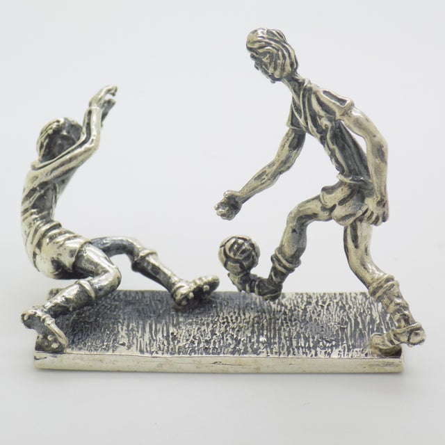 1980s Vintage Italian Penalty Kick Soccer Scene Figurine in Sterling Silver 925, Arezzo, 1980s For Sale - Image 5 of 13