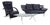 1600 2-Seater Sofa, Lounge Chair and Coffee Table in Glass and Dark Blue Leather from Rolf Benz, Set of 3 For Sale
