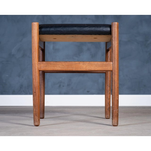 1960s Danish Rosewood Stool with Black Leather Seat, 1960s For Sale - Image 5 of 9