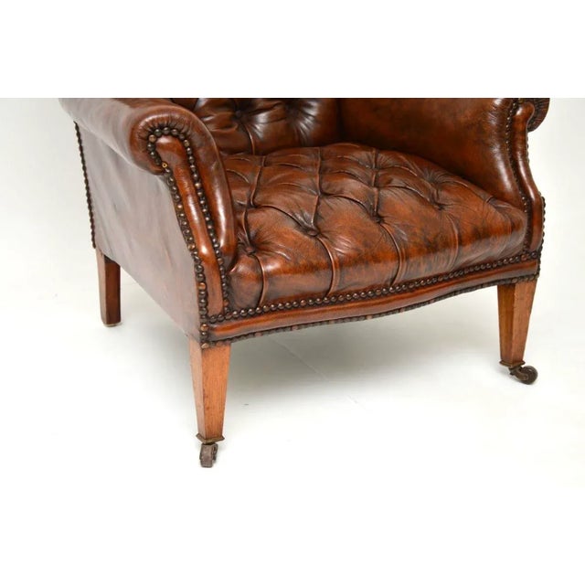 Antique Edwardian Leather Armchair, 1890s For Sale - Image 10 of 11