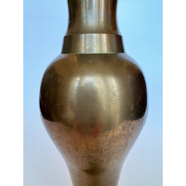 Hollywood Regency Scalloped Edge Solid Brass Vase For Sale In Houston - Image 6 of 11
