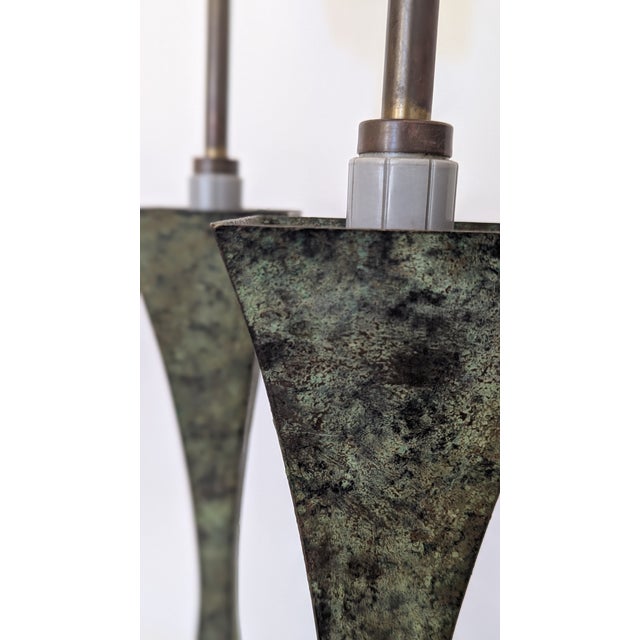 1970s Verdigris Brass Sculptural Lamp by Stewart Ross James for Hansen- A Pair For Sale In San Francisco - Image 6 of 9