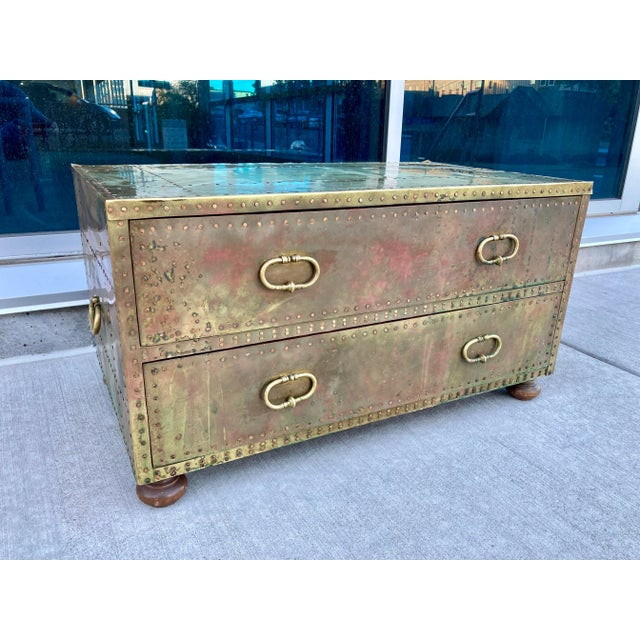 Brass-Clad Campaign Coffee Table From Sarreid Ltd. Spain For Sale - Image 13 of 13