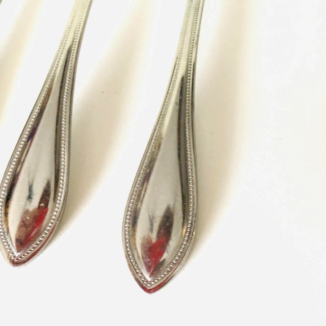 Mid-Century Modern 1990's International Stainless "American Bead" Pattern Table Spoons- Set of 5 For Sale - Image 3 of 5