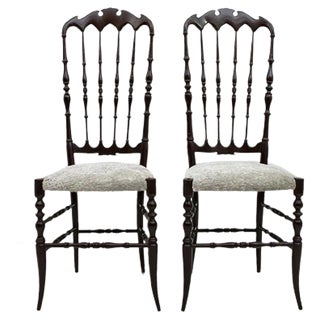 Set of High Back Chiavari Dining Chairs by Gaetano Descalzi, 1950s For Sale