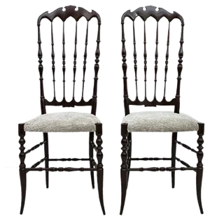Set of High Back Chiavari Dining Chairs by Gaetano Descalzi, 1950s