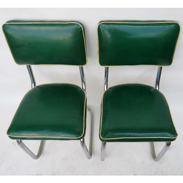 Vintage Chrome Kitchen Chairs Green, a Pair Chairish