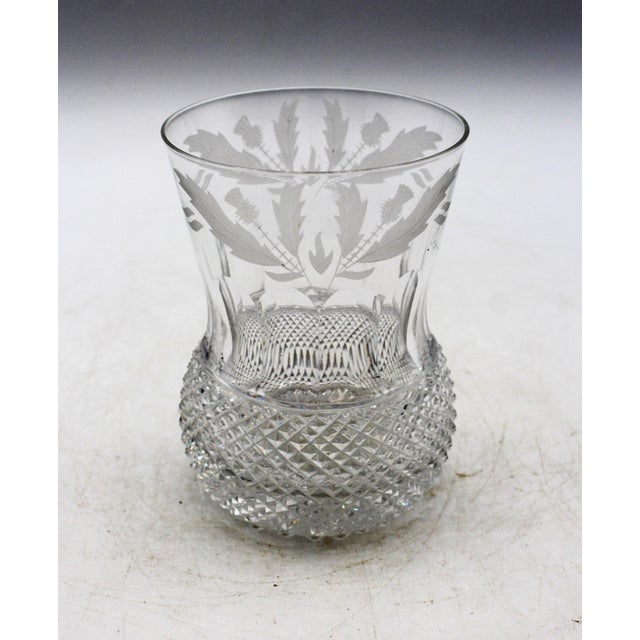 Circa 1950s Set of 4 Thistle Glasses, Edinburgh, Scotland. Edinburgh Crystal "Thistle" pattern Double Old Fashioned...
