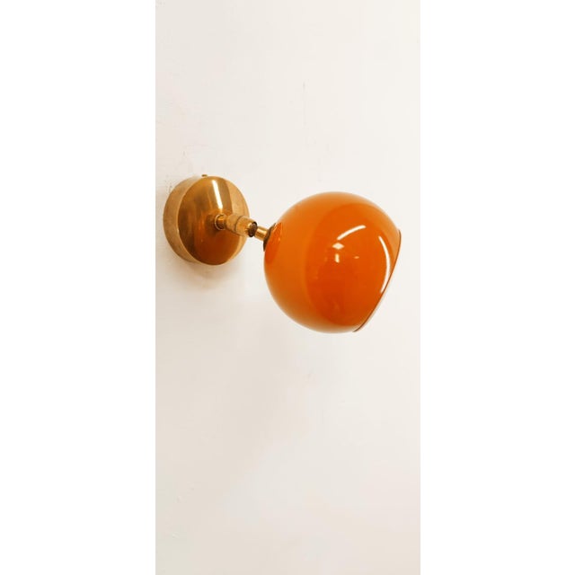 Adjustable Sconce with Orange Metal Dome For Sale - Image 4 of 12