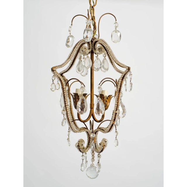Metal Italian Vintage Beaded Hall Fixture For Sale - Image 7 of 8